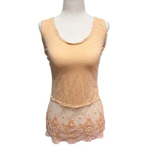 Threads 4 Thought Peach Lace Trim Fairy Tank Top Sustainable Apparel Size Small